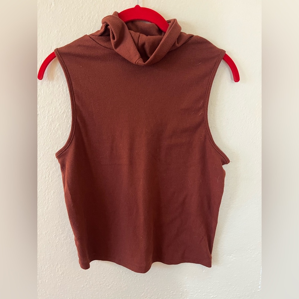 Brown Sleeveless Turtleneck